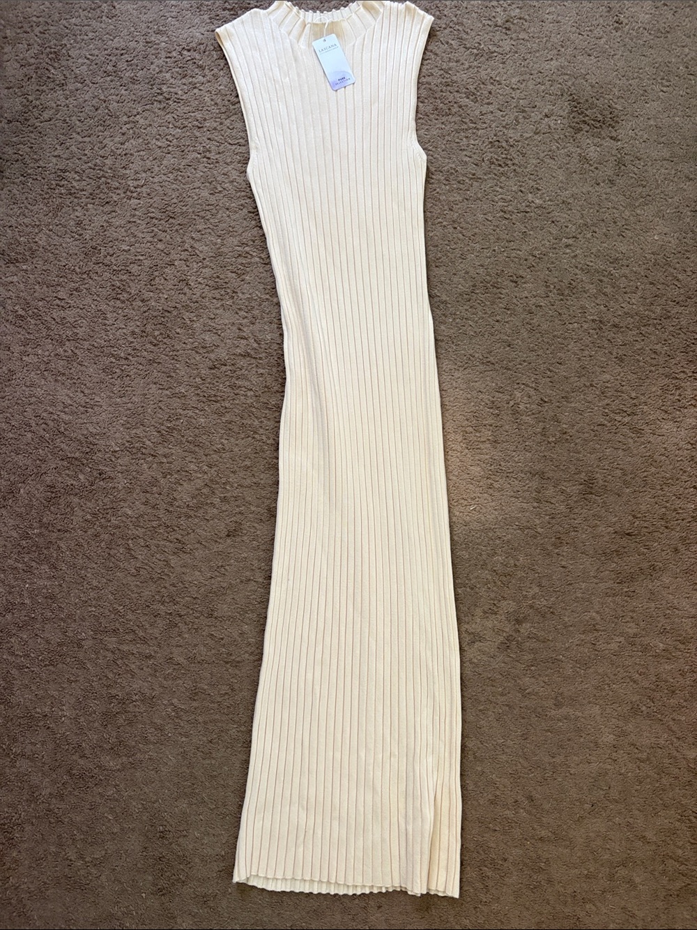 Ribbed Sleeveless Maxi Dress - Cream